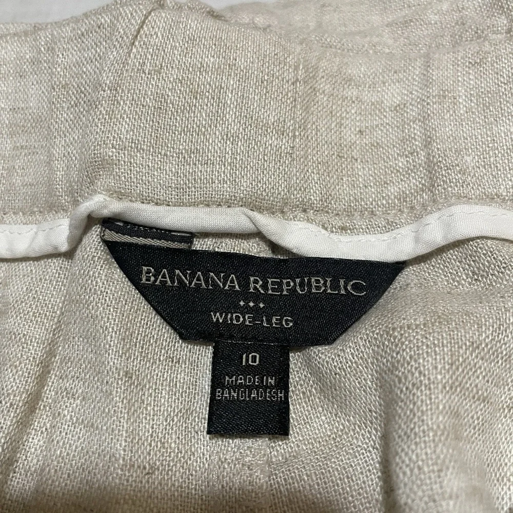 Banana Republic Linen Blend Pants Size 10 X 28.5 Women's Wide Leg Beige Paperbag